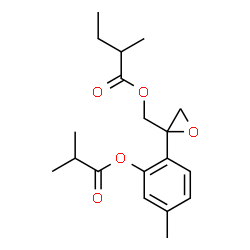 ChemSpider 2D Image | {2-[2-(Isobutyryloxy)-4-methylphenyl]-2-oxiranyl}methyl 2-methylbutanoate | C19H26O5