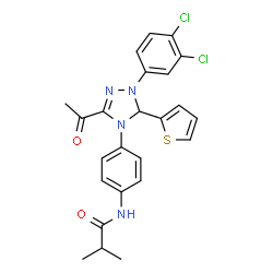 ChemSpider 2D Image | N-{4-[3-Acetyl-1-(3,4-dichlorophenyl)-5-(2-thienyl)-1,5-dihydro-4H-1,2,4-triazol-4-yl]phenyl}-2-methylpropanamide | C24H22Cl2N4O2S