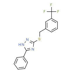 ChemSpider 2D Image | 5-Phenyl-3-{[3-(trifluoromethyl)benzyl]sulfanyl}-1H-1,2,4-triazole | C16H12F3N3S