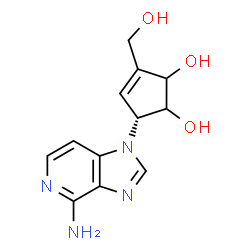 ChemSpider 2D Image | (5R)-5-(4-Amino-1H-imidazo[4,5-c]pyridin-1-yl)-3-(hydroxymethyl)-3-cyclopentene-1,2-diol | C12H14N4O3