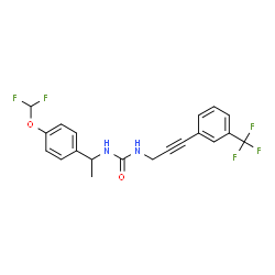 ChemSpider 2D Image | 1-{1-[4-(Difluoromethoxy)phenyl]ethyl}-3-{3-[3-(trifluoromethyl)phenyl]-2-propyn-1-yl}urea | C20H17F5N2O2