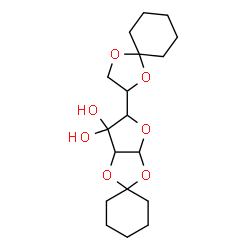 ChemSpider 2D Image | 5'-(1,4-Dioxaspiro[4.5]dec-2-yl)dihydrospiro[cyclohexane-1,2'-furo[2,3-d][1,3]dioxole]-6',6'(5'H)-diol | C18H28O7
