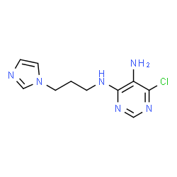 ChemSpider 2D Image | 6-Chloro-N~4~-[3-(1H-imidazol-1-yl)propyl]-4,5-pyrimidinediamine | C10H13ClN6