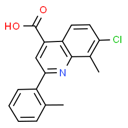 ChemSpider 2D Image | 7-Chloro-8-methyl-2-(o-tolyl)quinoline-4-carboxylic acid | C18H14ClNO2