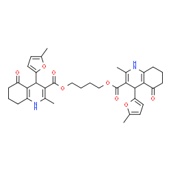 ChemSpider 2D Image | 1,4-Butanediyl bis[2-methyl-4-(5-methyl-2-furyl)-5-oxo-1,4,5,6,7,8-hexahydro-3-quinolinecarboxylate] | C36H40N2O8