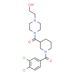 ChemSpider 2D Image | [1-(3,4-Dichlorobenzoyl)-3-piperidinyl][4-(2-hydroxyethyl)-1-piperazinyl]methanone | C19H25Cl2N3O3