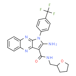 ChemSpider 2D Image | 2-Amino-N-(tetrahydro-2-furanylmethyl)-1-[4-(trifluoromethyl)phenyl]-1H-pyrrolo[2,3-b]quinoxaline-3-carboxamide | C23H20F3N5O2