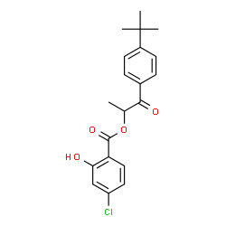 ChemSpider 2D Image | 1-[4-(2-Methyl-2-propanyl)phenyl]-1-oxo-2-propanyl 4-chloro-2-hydroxybenzoate | C20H21ClO4