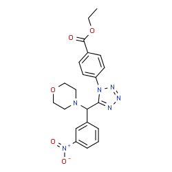 ChemSpider 2D Image | Ethyl 4-{5-[4-morpholinyl(3-nitrophenyl)methyl]-1H-tetrazol-1-yl}benzoate | C21H22N6O5