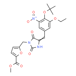 ChemSpider 2D Image | Methyl 5-[(4-{3-ethoxy-4-[(2-methyl-2-propanyl)oxy]-5-nitrobenzylidene}-2,5-dioxo-1-imidazolidinyl)methyl]-2-furoate | C23H25N3O9