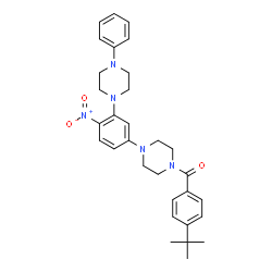 ChemSpider 2D Image | [4-(2-Methyl-2-propanyl)phenyl]{4-[4-nitro-3-(4-phenyl-1-piperazinyl)phenyl]-1-piperazinyl}methanone | C31H37N5O3