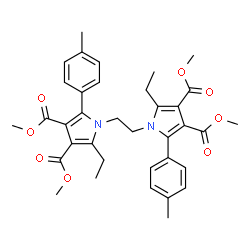 ChemSpider 2D Image | Tetramethyl 1,1'-(1,2-ethanediyl)bis[2-ethyl-5-(4-methylphenyl)-1H-pyrrole-3,4-dicarboxylate] | C36H40N2O8