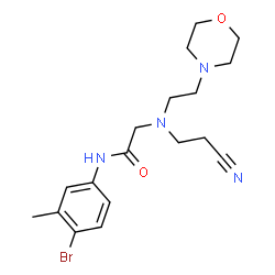 ChemSpider 2D Image | N-(4-Bromo-3-methylphenyl)-N~2~-(2-cyanoethyl)-N~2~-[2-(4-morpholinyl)ethyl]glycinamide | C18H25BrN4O2