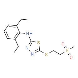 ChemSpider 2D Image | N-(2,6-Diethylphenyl)-5-{[2-(methylsulfonyl)ethyl]sulfanyl}-1,3,4-thiadiazol-2-amine | C15H21N3O2S3