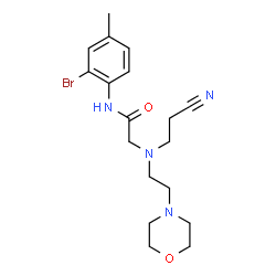 ChemSpider 2D Image | N-(2-Bromo-4-methylphenyl)-N~2~-(2-cyanoethyl)-N~2~-[2-(4-morpholinyl)ethyl]glycinamide | C18H25BrN4O2