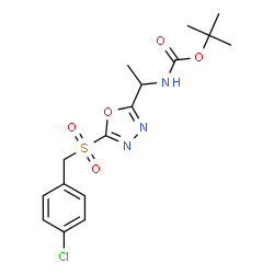 ChemSpider 2D Image | 2-Methyl-2-propanyl (1-{5-[(4-chlorobenzyl)sulfonyl]-1,3,4-oxadiazol-2-yl}ethyl)carbamate | C16H20ClN3O5S