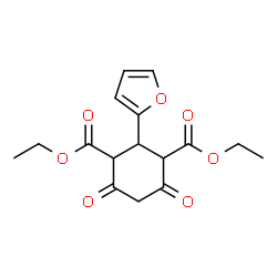 ChemSpider 2D Image | Diethyl 2-(2-furyl)-4,6-dioxo-1,3-cyclohexanedicarboxylate | C16H18O7