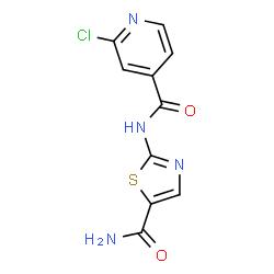 ChemSpider 2D Image | N-(5-Carbamoyl-1,3-thiazol-2-yl)-2-chloroisonicotinamide | C10H7ClN4O2S