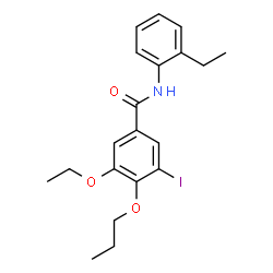 ChemSpider 2D Image | 3-Ethoxy-N-(2-ethylphenyl)-5-iodo-4-propoxybenzamide | C20H24INO3
