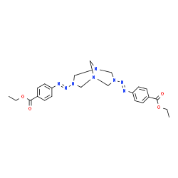 ChemSpider 2D Image | Diethyl 4,4'-[1,3,5,7-tetraazabicyclo[3.3.1]nonane-3,7-diyldi(E)-2,1-diazenediyl]dibenzoate | C23H28N8O4