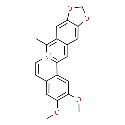 ChemSpider 2D Image | 2,3-Dimethoxy-8-methyl[1,3]dioxolo[4,5-g]isoquinolino[2,1-b]isoquinolin-7-ium | C21H18NO4