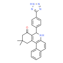 ChemSpider 2D Image | 2,2-Dimethyl-5-[4-(2H-tetrazol-5-yl)phenyl]-2,3,5,6-tetrahydrobenzo[a]phenanthridin-4(1H)-one | C26H23N5O