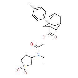 ChemSpider 2D Image | 2-[(1,1-Dioxidotetrahydro-3-thiophenyl)(ethyl)amino]-2-oxoethyl 3-(4-methylphenyl)-1-adamantanecarboxylate | C26H35NO5S