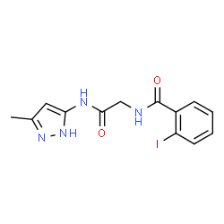 ChemSpider 2D Image | 2-Iodo-N-{2-[(3-methyl-1H-pyrazol-5-yl)amino]-2-oxoethyl}benzamide | C13H13IN4O2