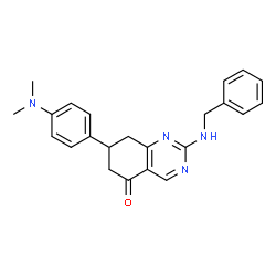 ChemSpider 2D Image | 2-(Benzylamino)-7-[4-(dimethylamino)phenyl]-7,8-dihydro-5(6H)-quinazolinone | C23H24N4O
