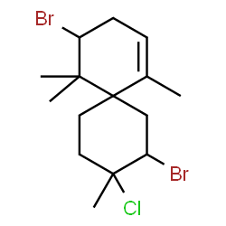 ChemSpider 2D Image | 4,8-Dibromo-9-chloro-1,5,5,9-tetramethylspiro[5.5]undec-1-ene | C15H23Br2Cl