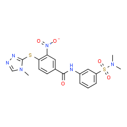 ChemSpider 2D Image | N-[3-(Dimethylsulfamoyl)phenyl]-4-[(4-methyl-4H-1,2,4-triazol-3-yl)sulfanyl]-3-nitrobenzamide | C18H18N6O5S2