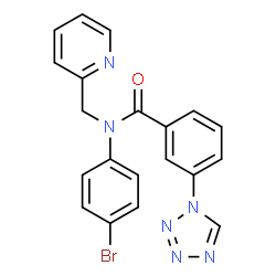 ChemSpider 2D Image | N-(4-Bromophenyl)-N-(2-pyridinylmethyl)-3-(1H-tetrazol-1-yl)benzamide | C20H15BrN6O