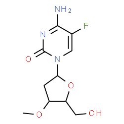 ChemSpider 2D Image | 4-Amino-1-(2-deoxy-3-O-methylpentofuranosyl)-5-fluoro-2(1H)-pyrimidinone | C10H14FN3O4