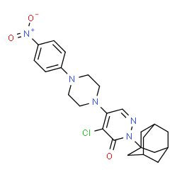 ChemSpider 2D Image | 2-(Adamantan-1-yl)-4-chloro-5-[4-(4-nitrophenyl)-1-piperazinyl]-3(2H)-pyridazinone | C24H28ClN5O3