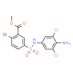 ChemSpider 2D Image | Methyl 5-[(4-amino-3,5-dichlorophenyl)sulfamoyl]-2-bromobenzoate | C14H11BrCl2N2O4S