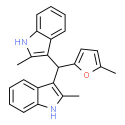 ChemSpider 2D Image | 3,3'-[(5-Methyl-2-furyl)methylene]bis(2-methyl-1H-indole) | C24H22N2O