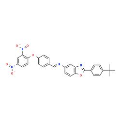 ChemSpider 2D Image | 2-(4-tert-Butylphenyl)-N-{(E)-[4-(2,4-dinitrophenoxy)phenyl]methylene}-1,3-benzoxazol-5-amine | C30H24N4O6