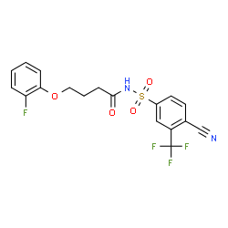 ChemSpider 2D Image | N-{[4-Cyano-3-(trifluoromethyl)phenyl]sulfonyl}-4-(2-fluorophenoxy)butanamide | C18H14F4N2O4S