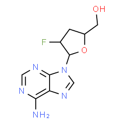 ChemSpider 2D Image | 9-(2,3-Dideoxy-2-fluoropentofuranosyl)-9H-purin-6-amine | C10H12FN5O2