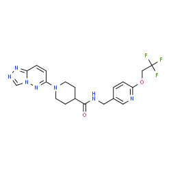 ChemSpider 2D Image | 1-([1,2,4]Triazolo[4,3-b]pyridazin-6-yl)-N-{[6-(2,2,2-trifluoroethoxy)-3-pyridinyl]methyl}-4-piperidinecarboxamide | C19H20F3N7O2