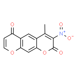 ChemSpider 2D Image | 4-Methyl-3-nitro-2H,6H-pyrano[3,2-g]chromene-2,6-dione | C13H7NO6