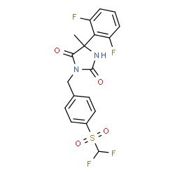 ChemSpider 2D Image | 3-{4-[(Difluoromethyl)sulfonyl]benzyl}-5-(2,6-difluorophenyl)-5-methyl-2,4-imidazolidinedione | C18H14F4N2O4S