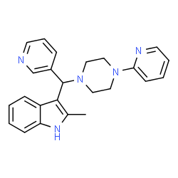 ChemSpider 2D Image | 2-Methyl-3-{3-pyridinyl[4-(2-pyridinyl)-1-piperazinyl]methyl}-1H-indole | C24H25N5