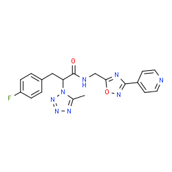 ChemSpider 2D Image | 3-(4-Fluorophenyl)-2-(5-methyl-1H-tetrazol-1-yl)-N-{[3-(4-pyridinyl)-1,2,4-oxadiazol-5-yl]methyl}propanamide | C19H17FN8O2