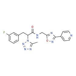 ChemSpider 2D Image | 3-(3-Fluorophenyl)-2-(5-methyl-1H-tetrazol-1-yl)-N-{[3-(4-pyridinyl)-1,2,4-oxadiazol-5-yl]methyl}propanamide | C19H17FN8O2