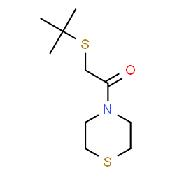ChemSpider 2D Image | 2-[(2-Methyl-2-propanyl)sulfanyl]-1-(4-thiomorpholinyl)ethanone | C10H19NOS2