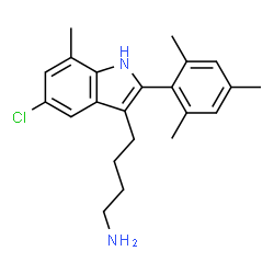 ChemSpider 2D Image | 4-(5-Chloro-2-mesityl-7-methyl-1H-indol-3-yl)-1-butanamine | C22H27ClN2
