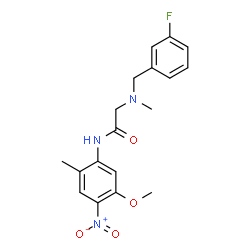 ChemSpider 2D Image | N~2~-(3-Fluorobenzyl)-N-(5-methoxy-2-methyl-4-nitrophenyl)-N~2~-methylglycinamide | C18H20FN3O4