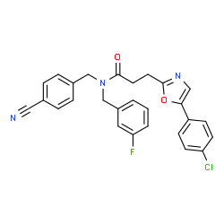 ChemSpider 2D Image | 3-[5-(4-Chlorophenyl)-1,3-oxazol-2-yl]-N-(4-cyanobenzyl)-N-(3-fluorobenzyl)propanamide | C27H21ClFN3O2