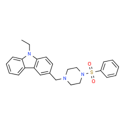 ChemSpider 2D Image | 9-Ethyl-3-{[4-(phenylsulfonyl)-1-piperazinyl]methyl}-9H-carbazole | C25H27N3O2S